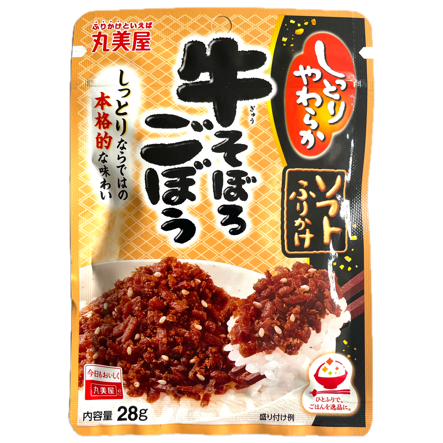 Marumiya Soft Furikake GYUSOBORO-GOBO Minced Beef & Burdock 28g / 丸美屋 ソフトふりかけ 牛そぼろごぼう 28g