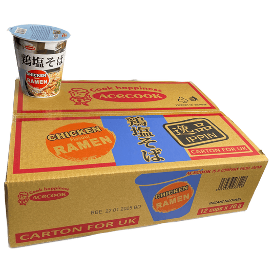 Acecook Ippin Chicken Flavour Instant Ramen Cup 1box (12pcs) / エースコック 逸品 鶏塩そばラーメンカップ 1箱 (12個入) - RiceWineShop