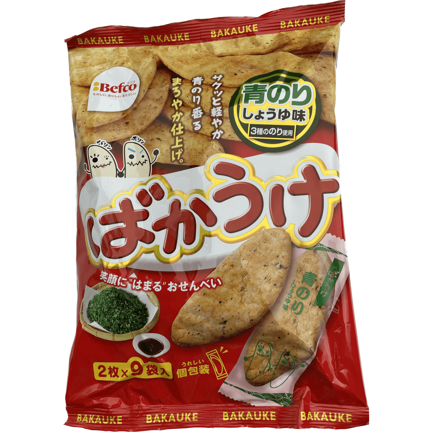 Befco Bakauke Aonori Soy Sauce Flavour ベフコ ばかうけ 青のりしょうゆ味 - RiceWineShop