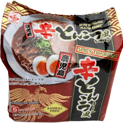 Higashifoods Spicy Tonkotsu Flavour Ramen 5 servings ヒガシフーズ 鹿児島辛とんこつ風ラーメン 5食入 - RiceWineShop