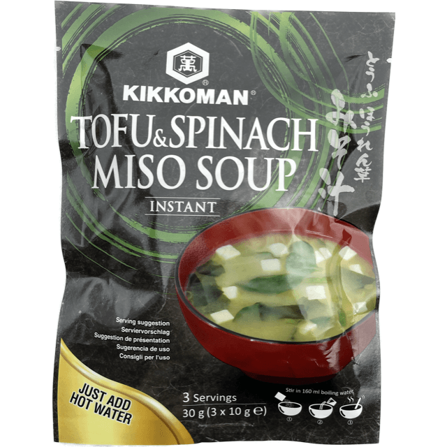 Kikkoman Instant Tofu & Spinach Miso Soup 3 servings / キッコーマン とうふ・ほうれん草みそ汁 3食入 - RiceWineShop