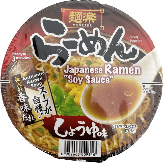 Hikari Menraku Japanese Ramen "Soy Sauce" / ひかり味噌 麺楽らーめんしょうゆ味 カップ - RiceWineShop