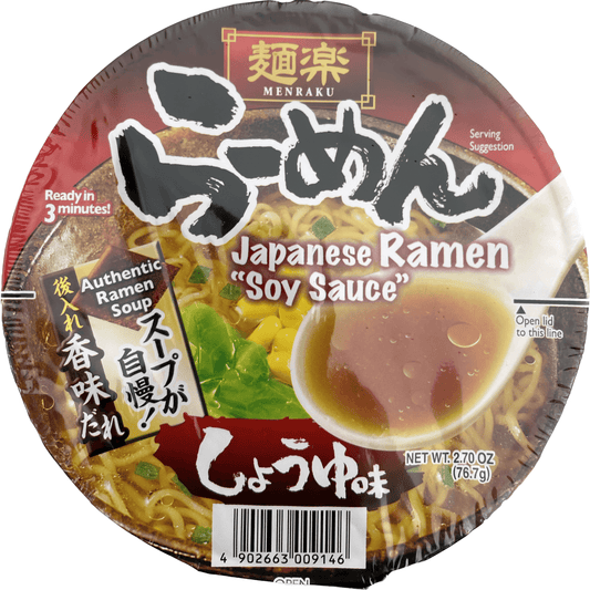 Hikari Menraku Japanese Ramen "Soy Sauce" / ひかり味噌 麺楽らーめんしょうゆ味 カップ - RiceWineShop