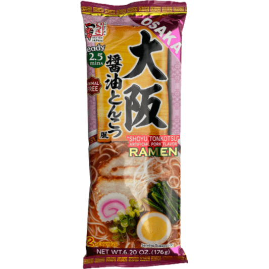 Itsuki Osaka 'Shoyu Tonkotsu' Pork Flavour Soy Sauce Ramen 2 servings / 五木 大阪醤油とんこつ風ラーメン ２人前 - RiceWineShop