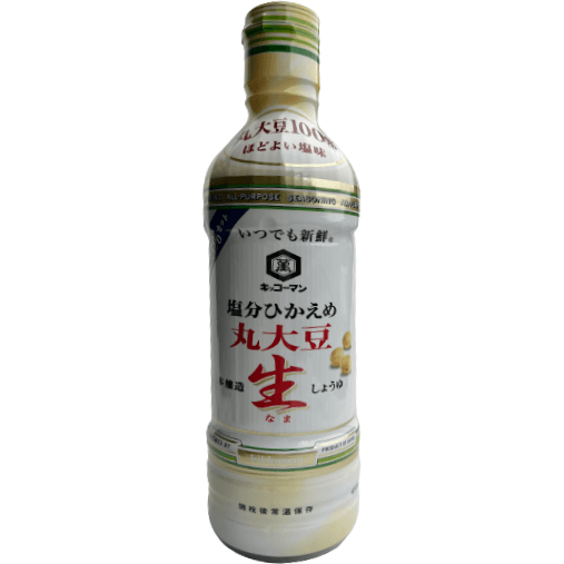 Kikkoman Freshly Squeezed Whole Soybean Raw Soy Sauce 450ml / キッコーマン 塩分ひかえめ丸大豆本醸造生しょうゆ 450ml - RiceWineShop