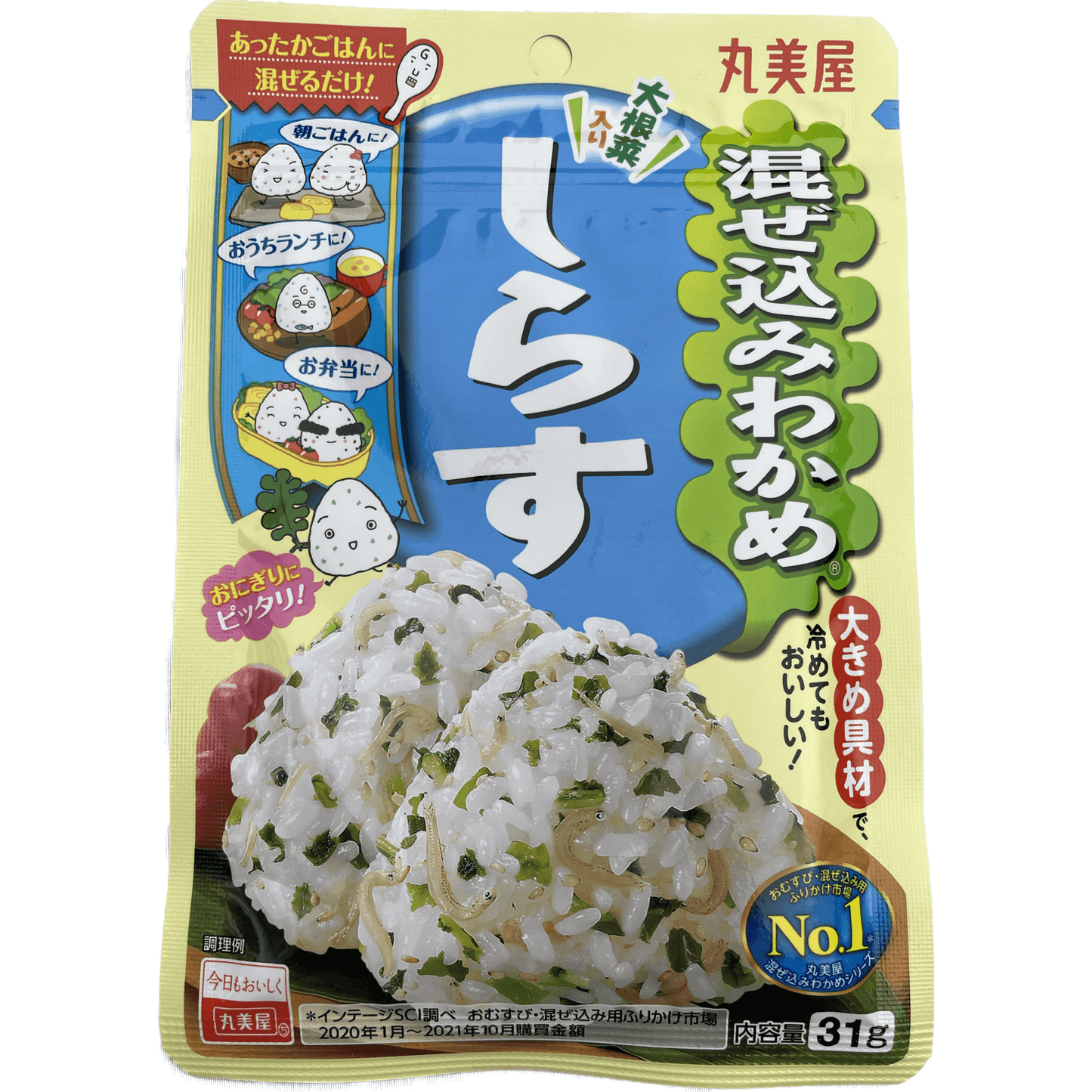 Marumiya Mixed Wakame (Whitebait) 丸美屋　混ぜ込みわかめ＜しらす＞　31G - RiceWineShop