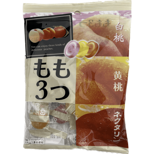 Momo 3 Peach Flavour Hard Candy 85g / パイン もも３つキャンディー 85g - RiceWineShop