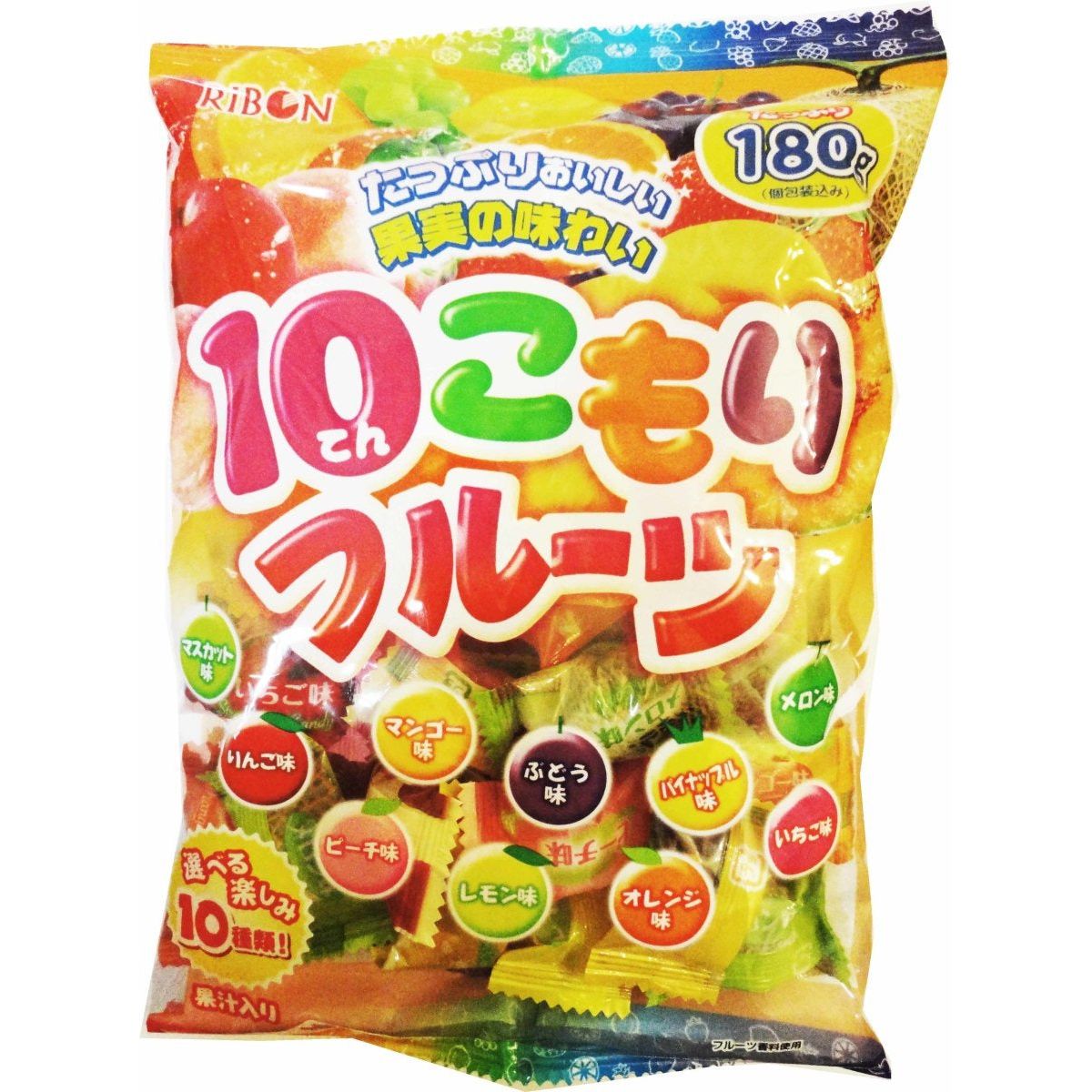 Ribbon Tenkomori Fruit Candy 180g リボン　てんこもりフルーツ　キャンディー　180G - RiceWineShop