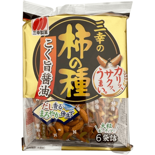 Sanko Kaki-no-Tane Soy Sauce 144g / 三幸 柿の種 こく旨醤油 6袋詰 - RiceWineShop