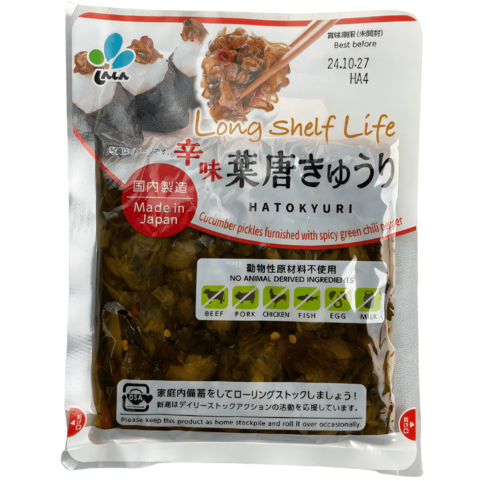 Shinshin Hatokyuri Pickles 90g / しんしん 辛味葉唐きゅうり 90g - RiceWineShop